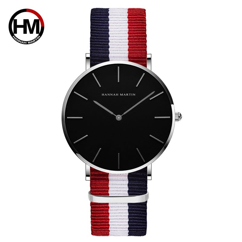 Hanna Martin hot new ladies watch nylon strap waterproof quartz watch simple fashion personality table