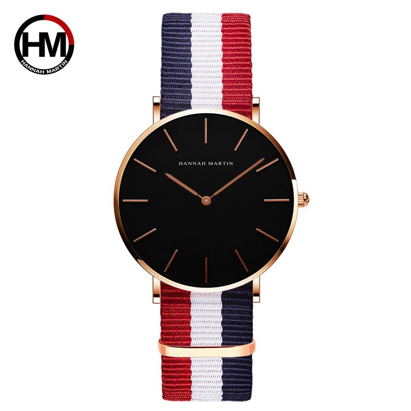 Hanna Martin hot new ladies watch nylon strap waterproof quartz watch simple fashion personality table