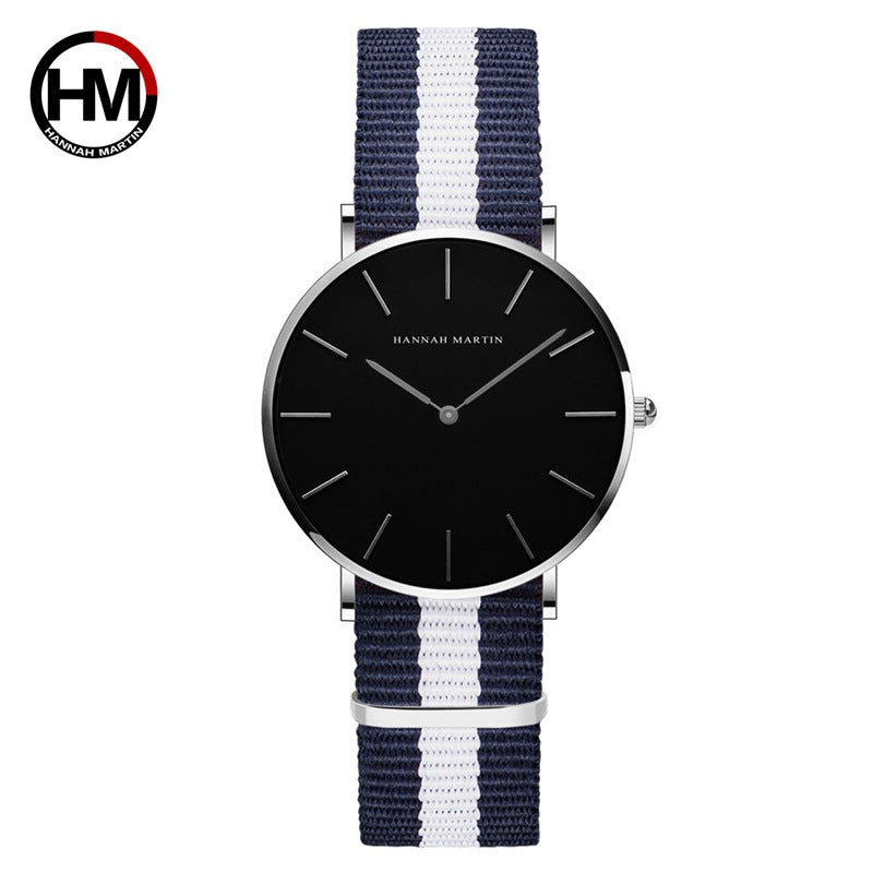 Hanna Martin hot new ladies watch nylon strap waterproof quartz watch simple fashion personality table