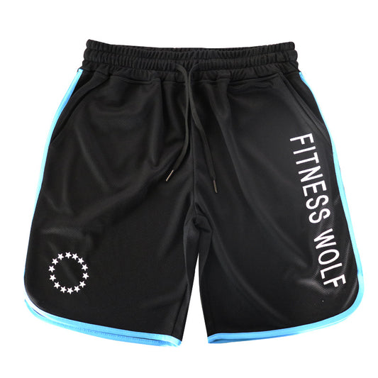 Summer thin sports shorts men's trendy brand loose straight five-point pants personality trend large size running fitness pants