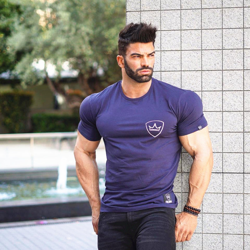 Muscle Aesthetics Summer Fitness Top Stretch Slim Sports Leisure Short Sleeve Breathable Running Training Men T-shirt