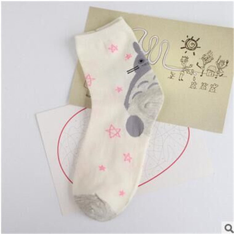 New printed cartoon character women's socks, cotton in tube cute socks