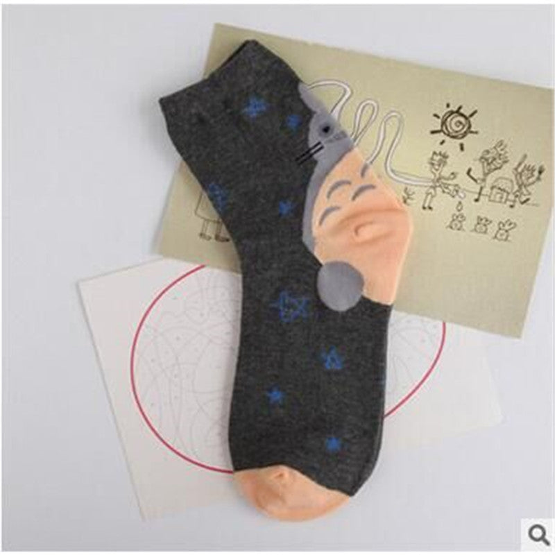 New printed cartoon character women's socks, cotton in tube cute socks