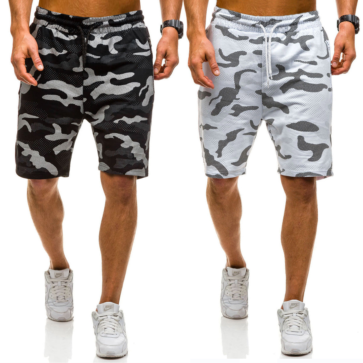 Men's European and American camouflage lace-up shorts five-point pants loose summer sports pants