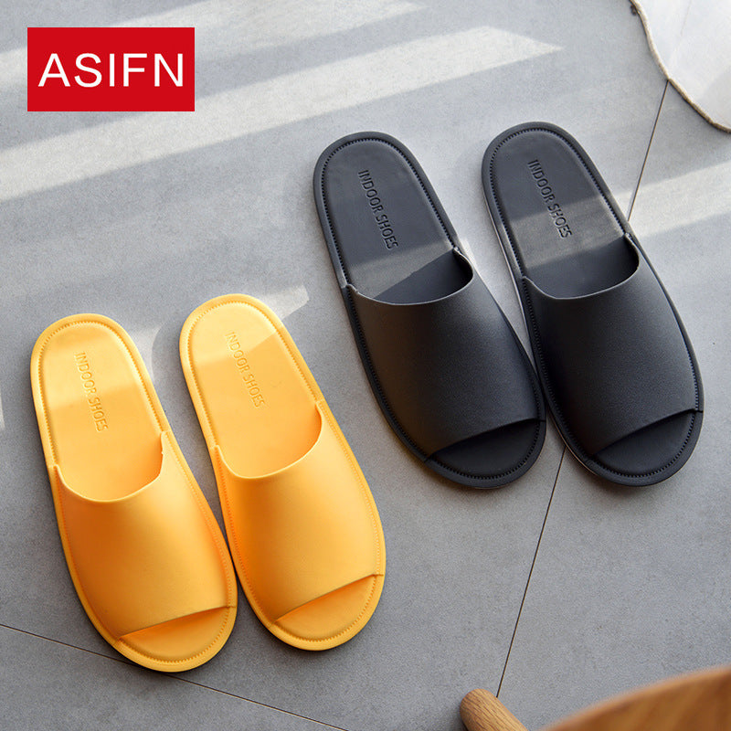 Women Indoor Flat Shoes Solid Color Non-slip Lovers Bathroom Slipper