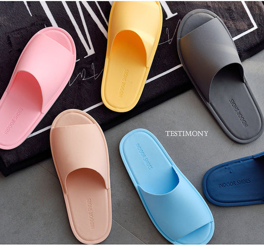 Women Indoor Flat Shoes Solid Color Non-slip Lovers Bathroom Slipper