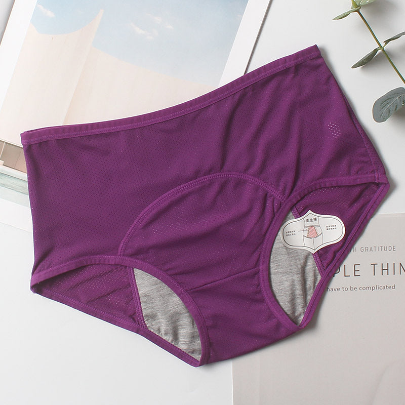 Large size physiological pants before and after menstrual period leak-proof mid-high waist vent hole aunt sanitary pants underwear women