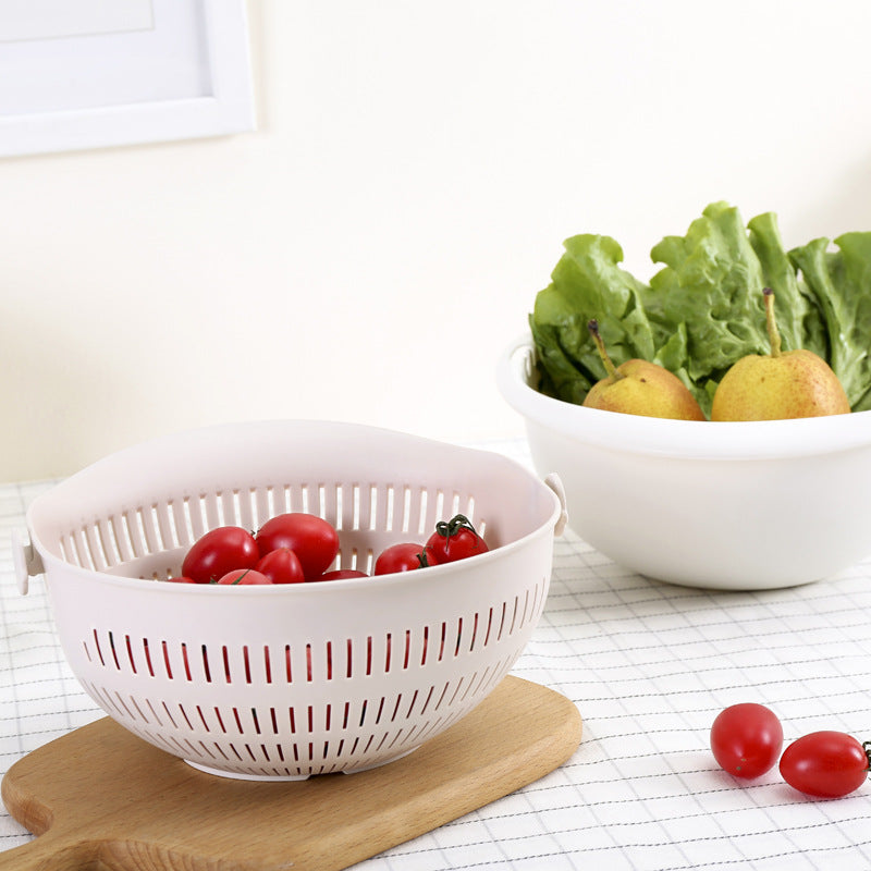 New detachable double-layer hollow fruit and vegetable drain basket multi-functional vegetable washing fruit and vegetable storage basket