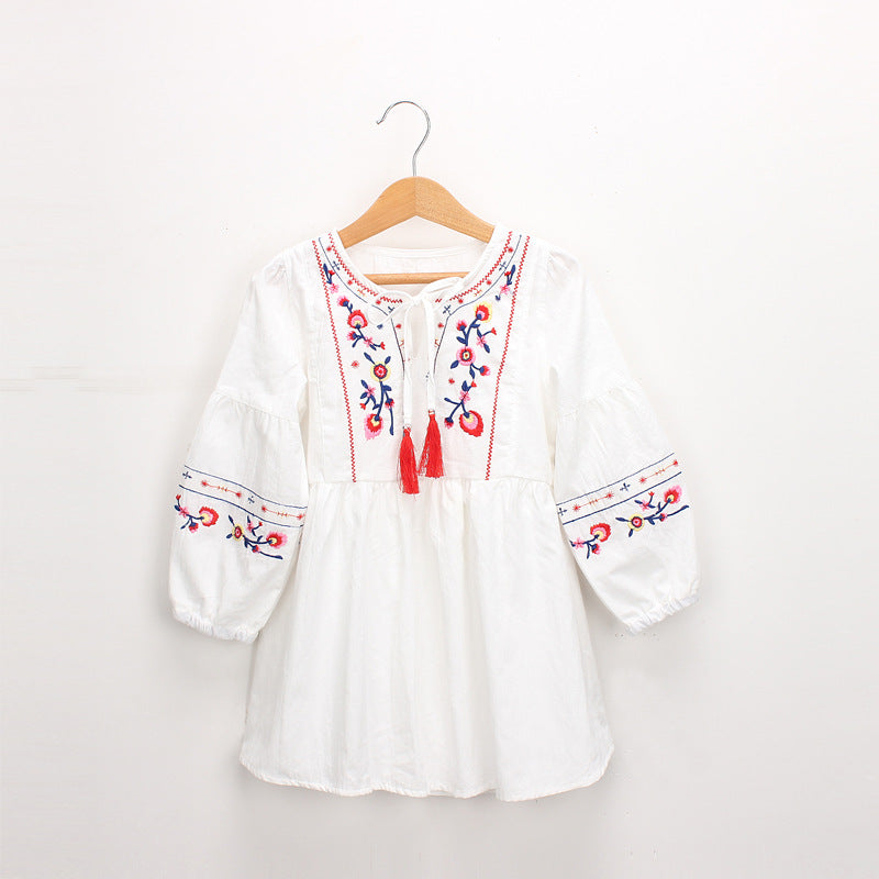 Europe and America new products children's clothing girls long-sleeved embroidery dress