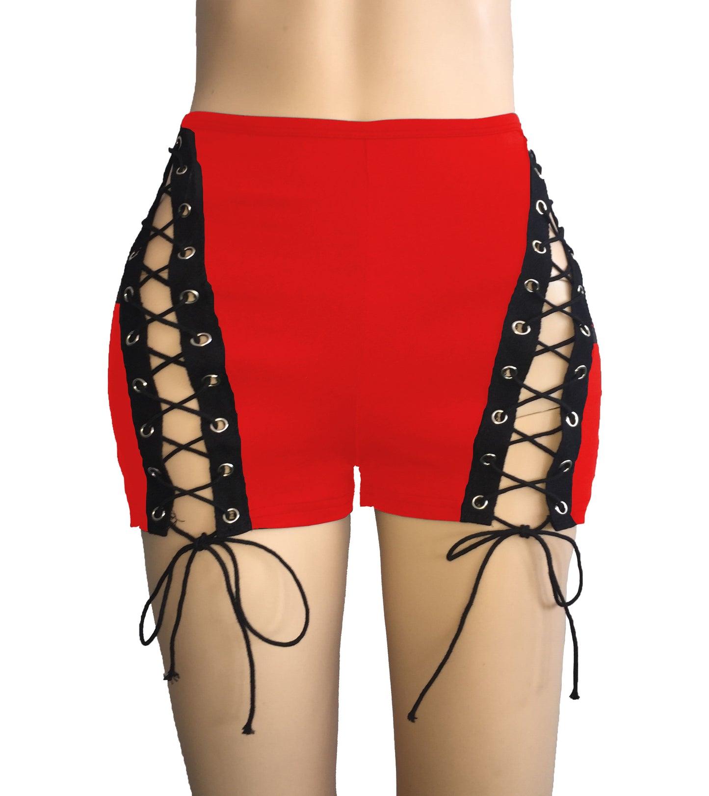 Sexy Eyelet Bandage Slim Fit Outer Hip Shorts