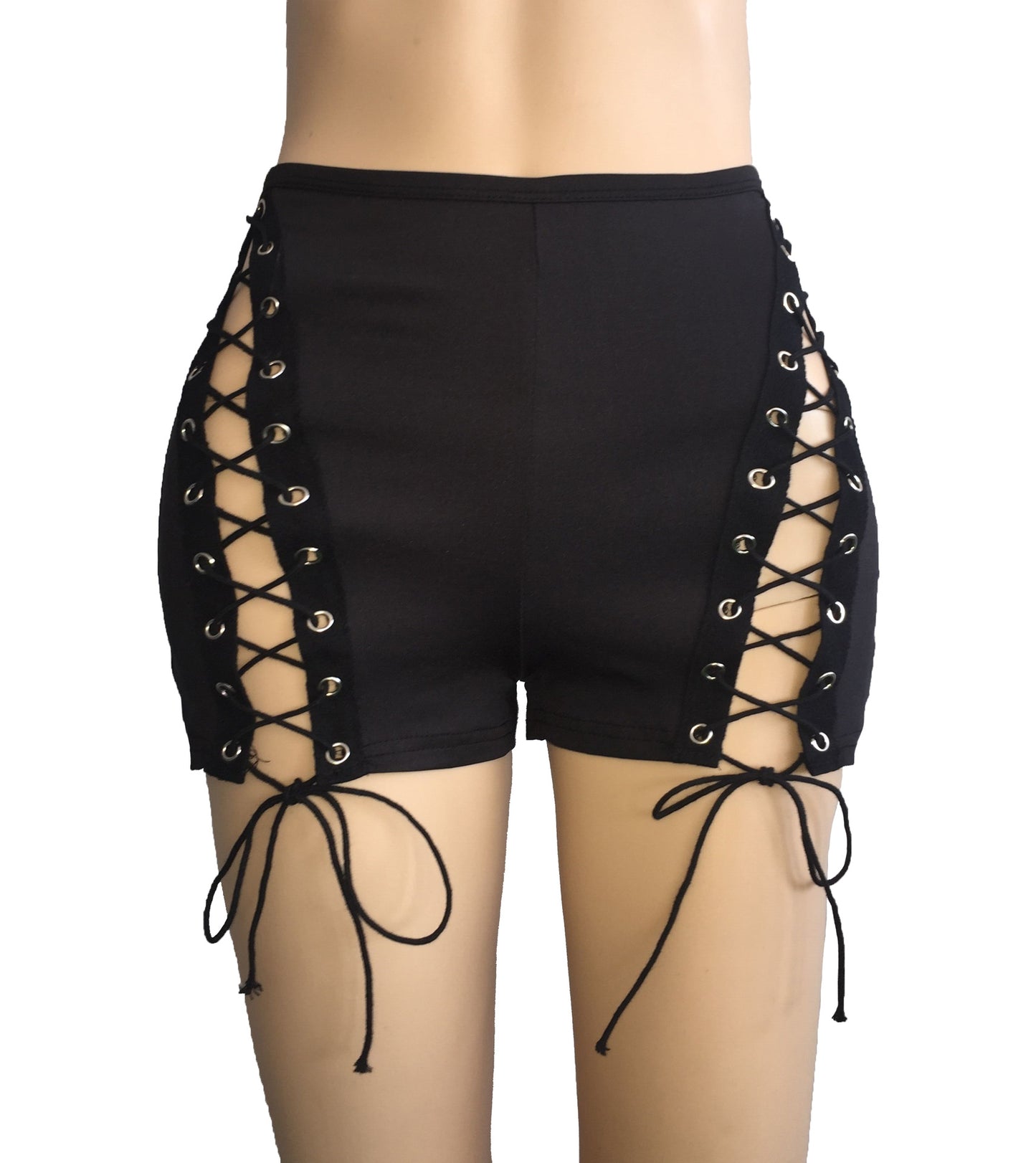 Sexy Eyelet Bandage Slim Fit Outer Hip Shorts