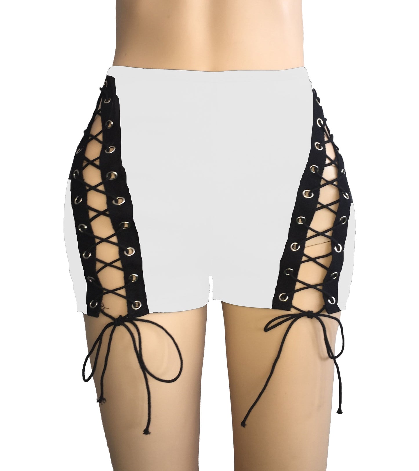 Sexy Eyelet Bandage Slim Fit Outer Hip Shorts