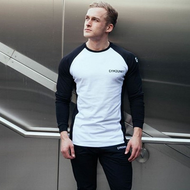 Muscle boy brother fitness clothes men's tights sports long-sleeved round neck t-shirt elastic breathable training top