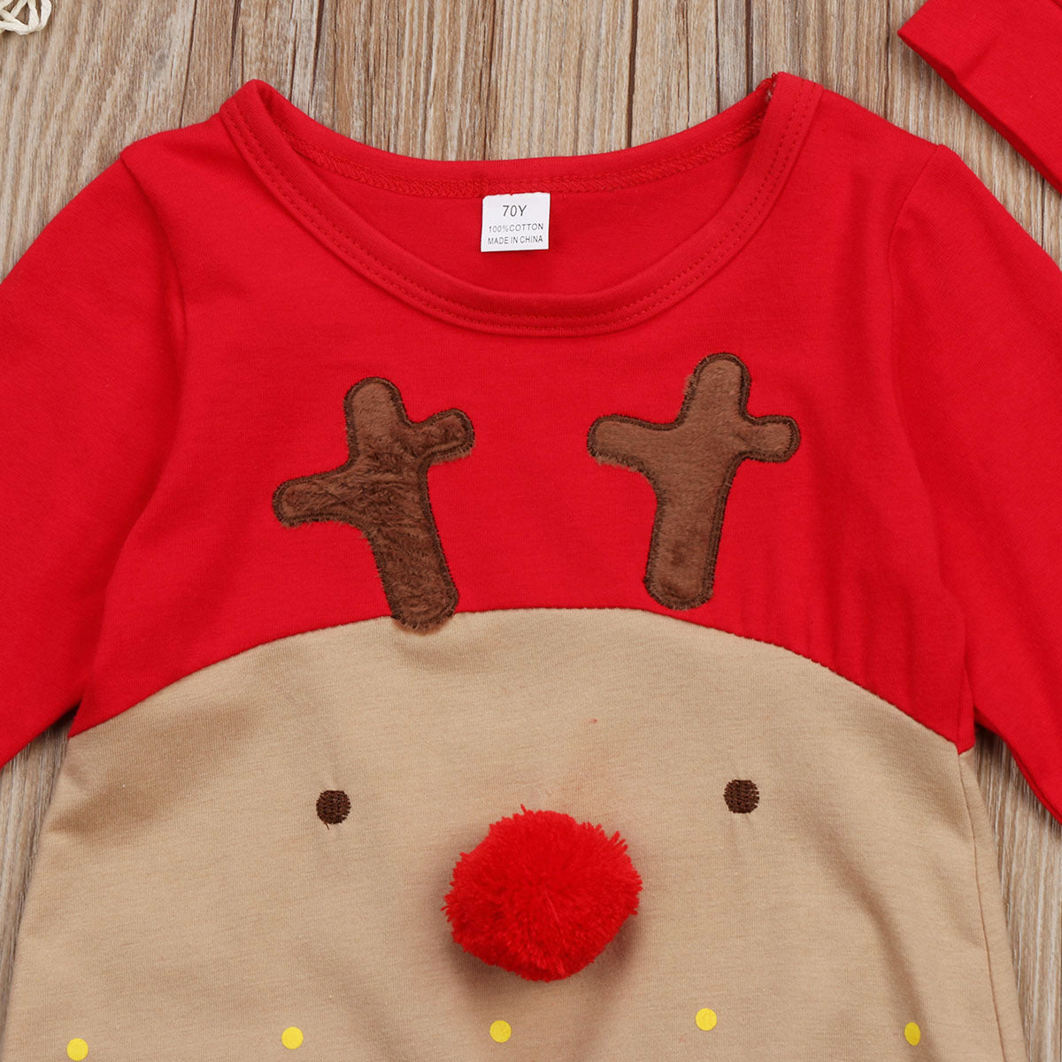 New baby deer shape long-sleeved hooded romper autumn long-sleeved Christmas baby romper