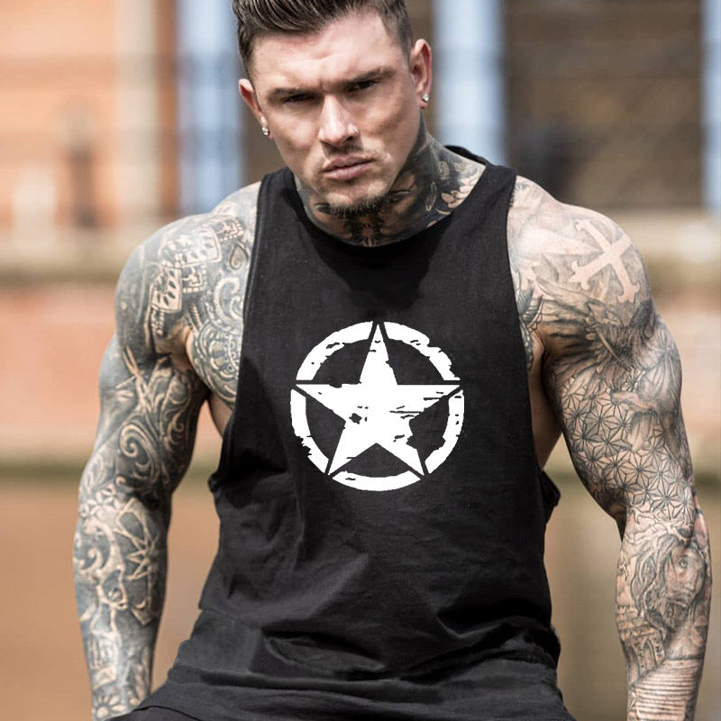 European and American fitness vest loose basketball training casual cotton sports sleeveless T-shirt