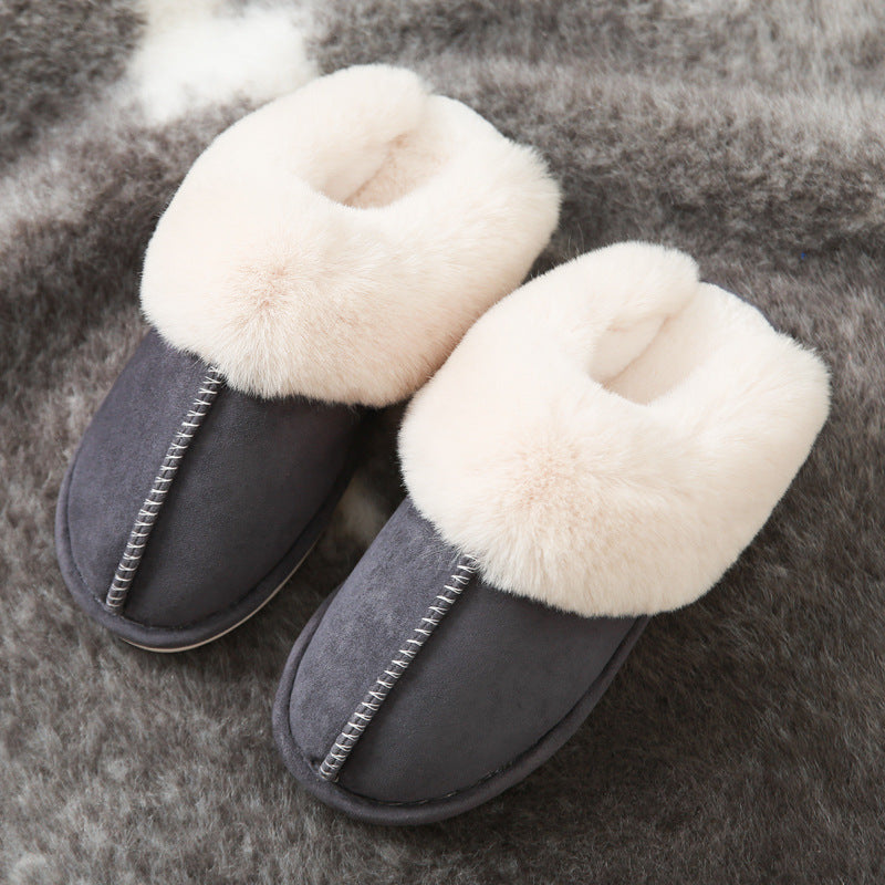 Popular cotton slippers women home couples warm household home plush men confinement shoes