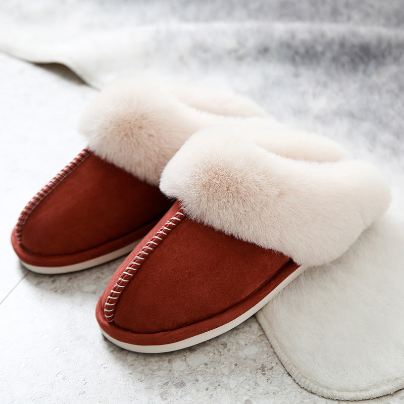 Popular cotton slippers women home couples warm household home plush men confinement shoes