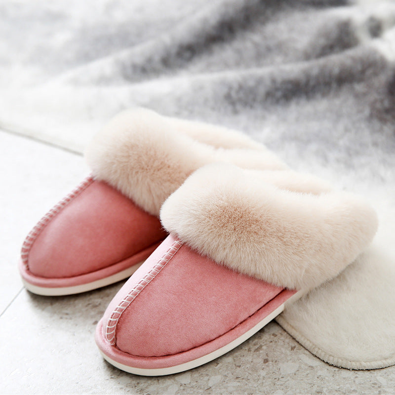 Popular cotton slippers women home couples warm household home plush men confinement shoes