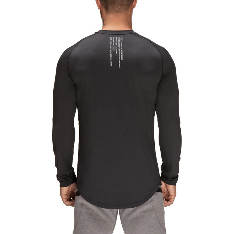 European and American men's sports and leisure equipment exercise running quick-drying super stretch long sleeve T-shirt