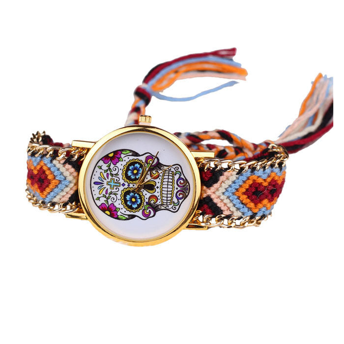 Hot selling ethnic wind woven ladies bracelet watch