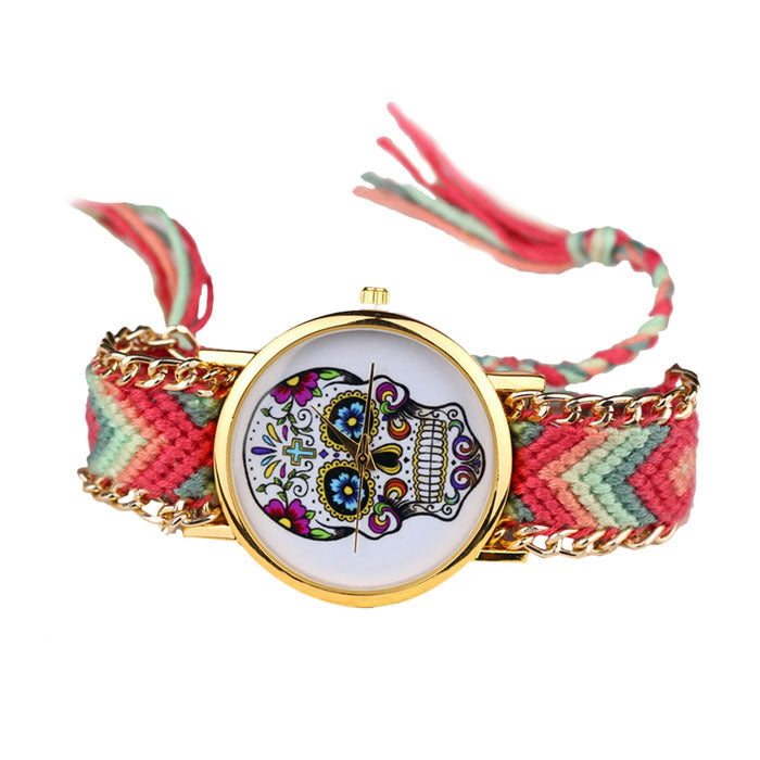 Hot selling ethnic wind woven ladies bracelet watch