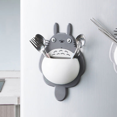 Cartoon cute My Neighbor Totoro Powerful Three Suction Cup Multifunctional Bathroom Toothpaste Toothbrush Facial Cleanser Storage Rack