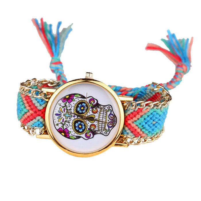 Hot selling ethnic wind woven ladies bracelet watch