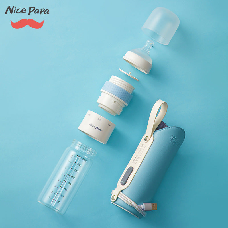 Nicepapa Milk Daddy Baby Insulated Milk Bottle Baby Thermostatic Milk Storage Bottle Portable Glass