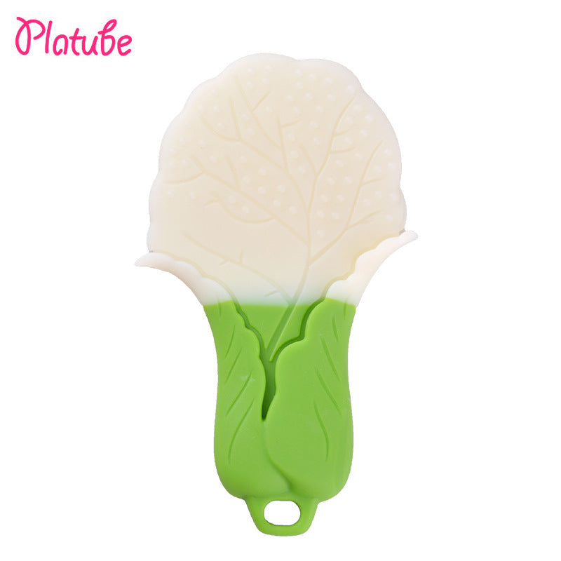 Baby teether silicone chewing gum baby bite music molar tooth fixer mushroom carrot children's toys