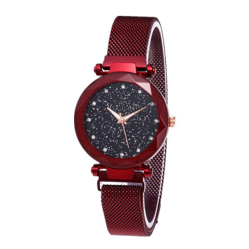 Luxury Women Stainless Steel Mesh Hook Buckle Quartz Wrist Watch