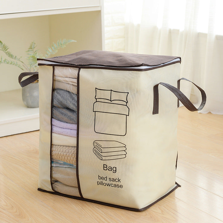 Creative zakka thickened non-woven binaural portable quilt clothing sorting storage bag vertical version