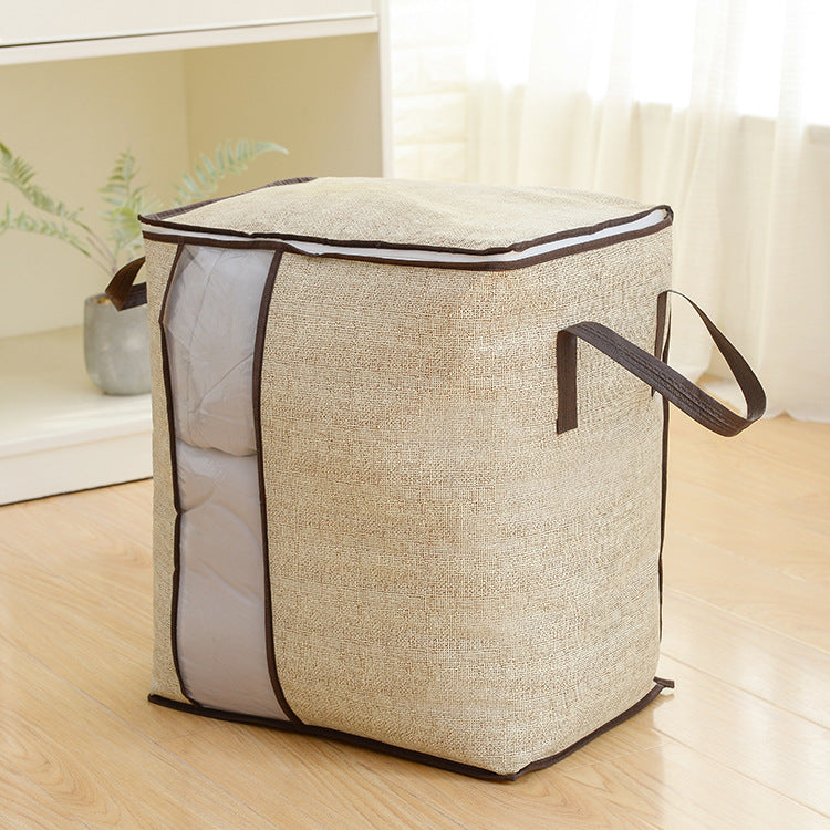 Creative zakka thickened non-woven binaural portable quilt clothing sorting storage bag vertical version