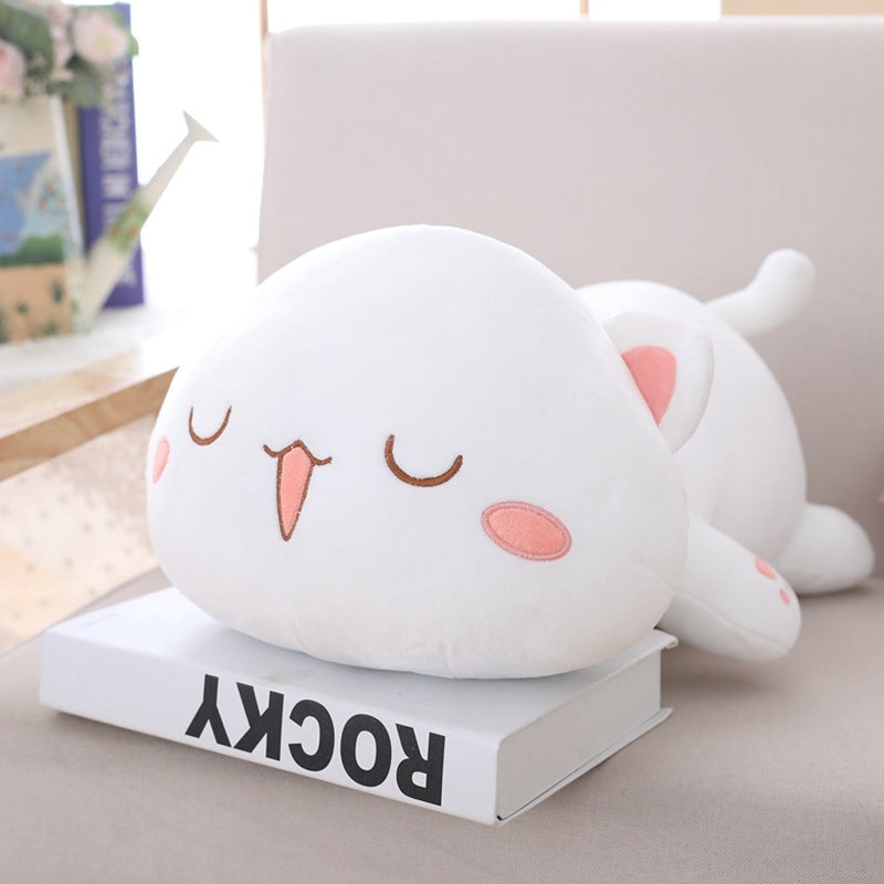 New cute black cat doll white kitten lying down pillow meow plush toy doll