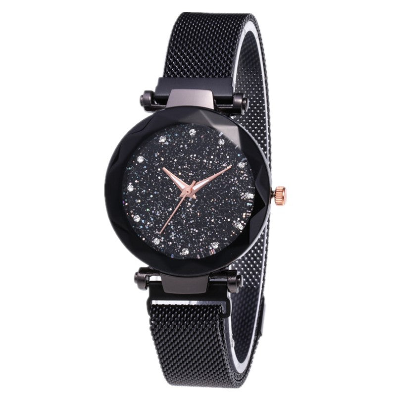 Luxury Women Stainless Steel Mesh Hook Buckle Quartz Wrist Watch