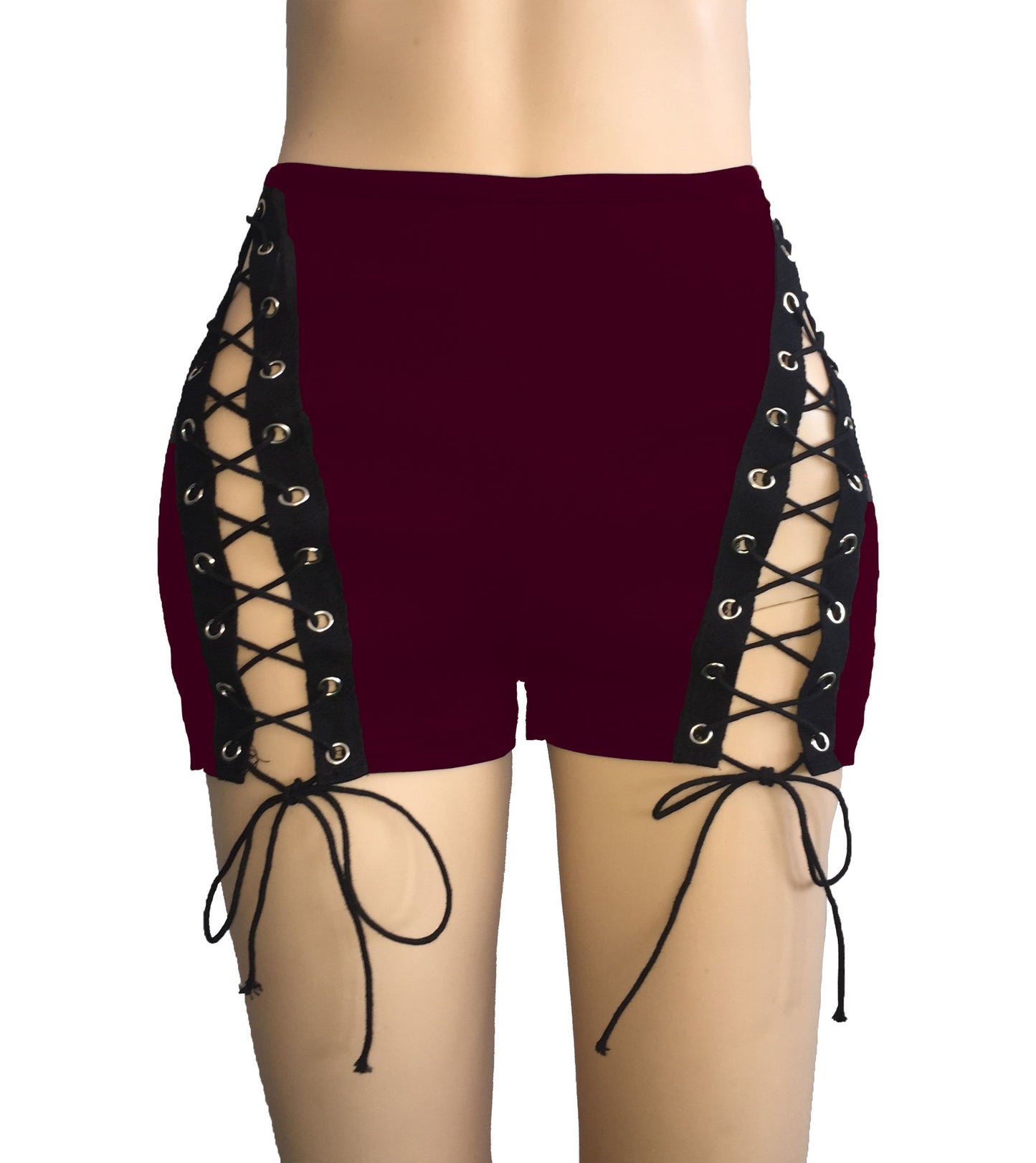 Sexy Eyelet Bandage Slim Fit Outer Hip Shorts