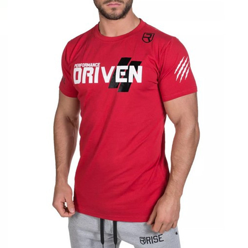 European and American Muscle Aesthetics Fitness Brothers Sports Casual Short Sleeve Cotton Print T-Shirt