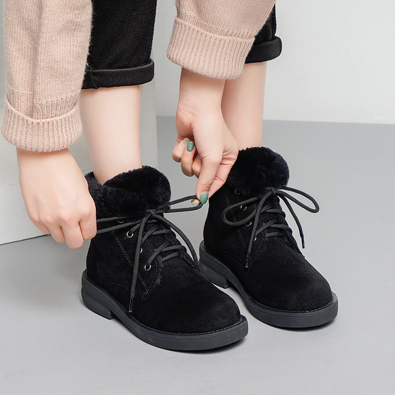 Snow boots women plus velvet cotton shoes ulzzang casual short tube short boots