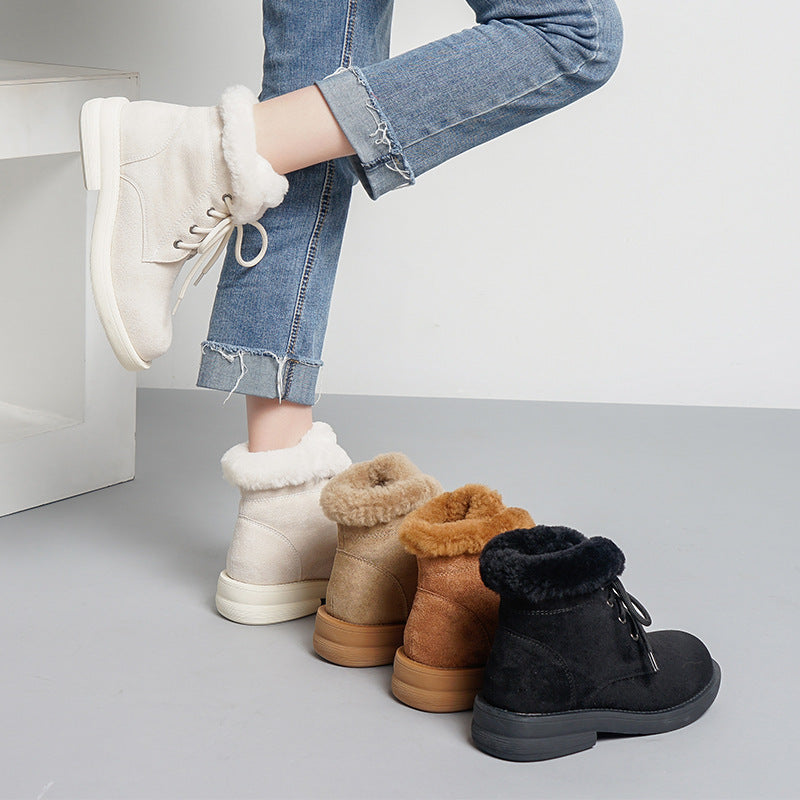 Snow boots women plus velvet cotton shoes ulzzang casual short tube short boots