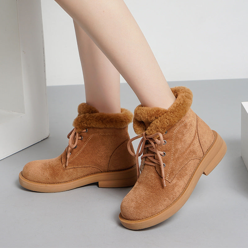 Snow boots women plus velvet cotton shoes ulzzang casual short tube short boots