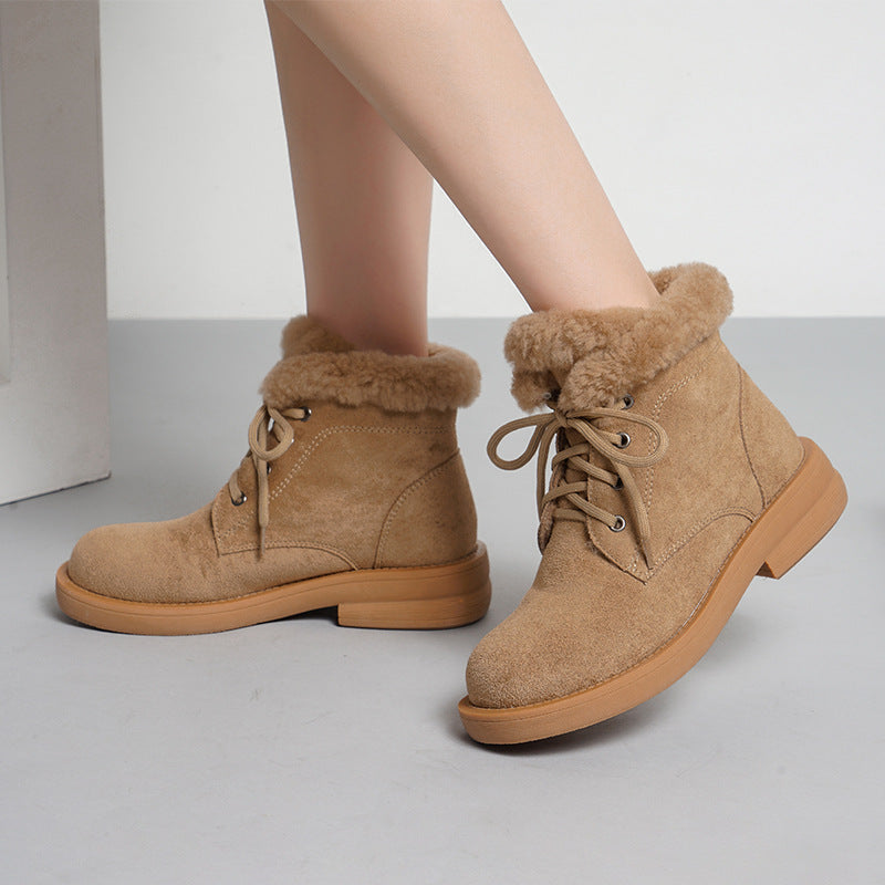 Snow boots women plus velvet cotton shoes ulzzang casual short tube short boots