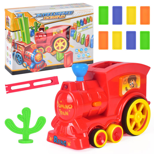 Puzzle domino car electric train with sound and light music automatic licensing electric car toy