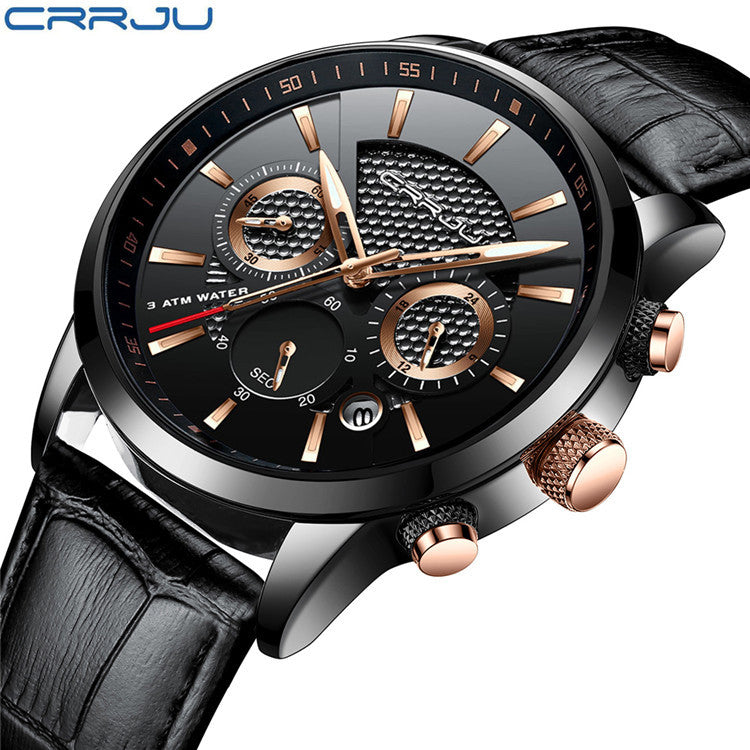 CRRJU/Kajun 2212L belt six-pin chronograph watch fashion men's watch business men's watch