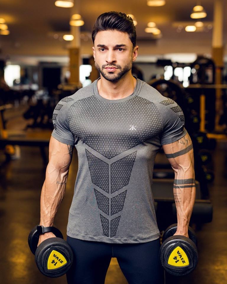 European and American muscle tights male brothers high-elastic training quick-drying short-sleeved fitness clothes