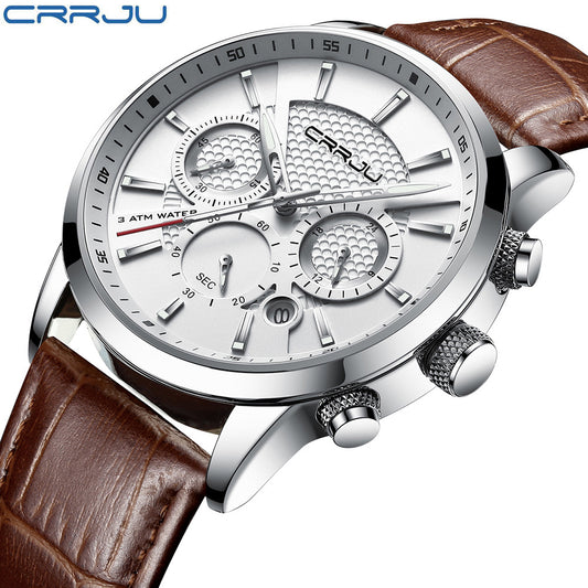 CRRJU/Kajun 2212L belt six-pin chronograph watch fashion men's watch business men's watch