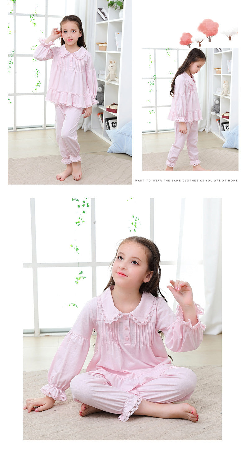 Children's clothing source girls autumn new pajamas children's cotton two-piece mother and daughter parent-child homewear