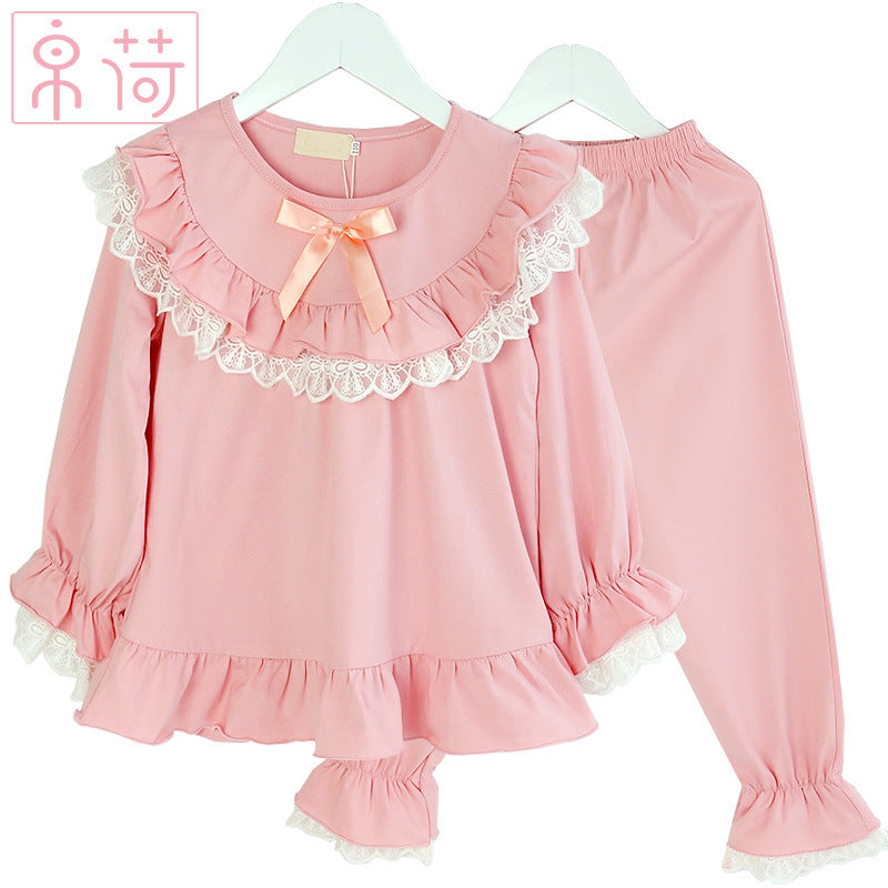 Children's clothing girls autumn children's pajamas set long-sleeved cotton princess mother and daughter parent-child home service