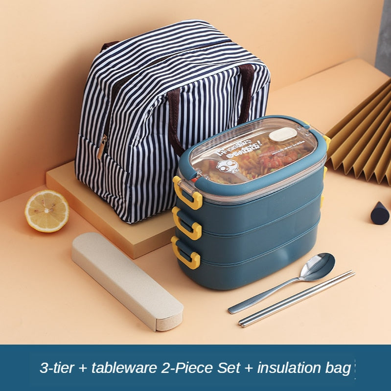 Stainless Steel Insulated Lunch Box Student School Multi-Layer Lunch Box Tableware Bento Food Container Storage Breakfast Boxes