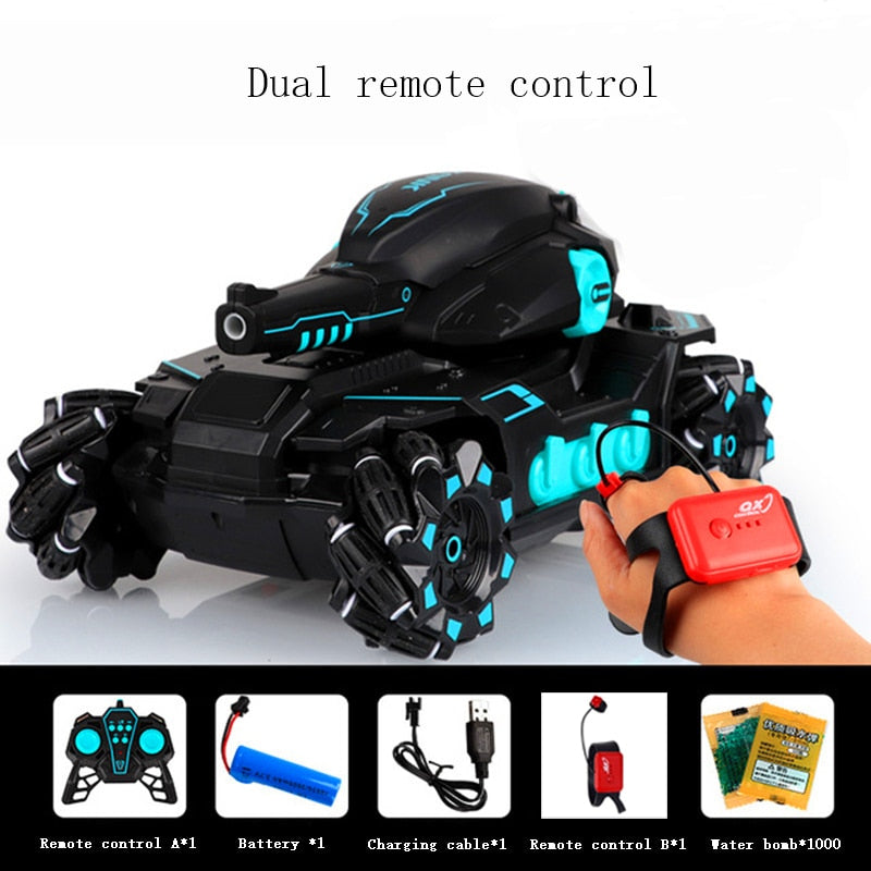 2.4G gesture remote control tank car boy child toy car charging 4WD drifting with launching water bomb cross-border