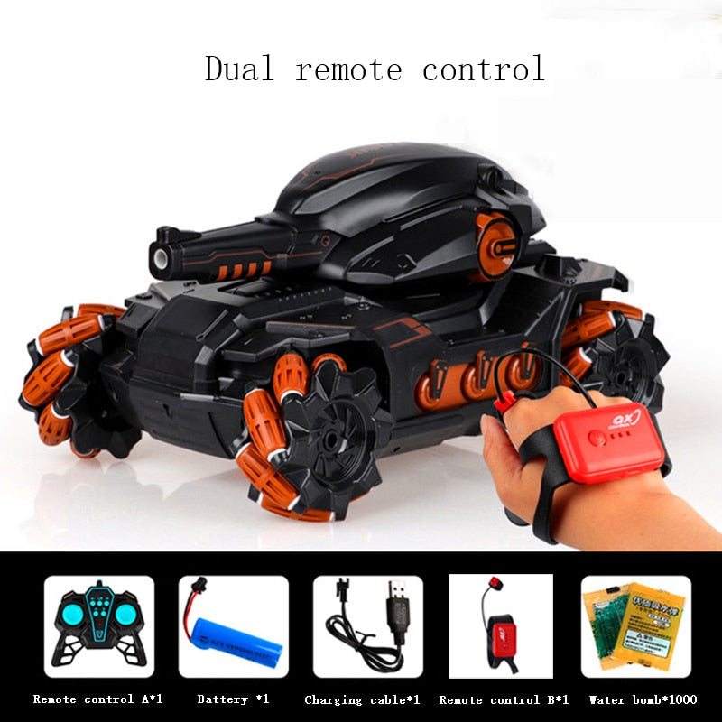 2.4G gesture remote control tank car boy child toy car charging 4WD drifting with launching water bomb cross-border