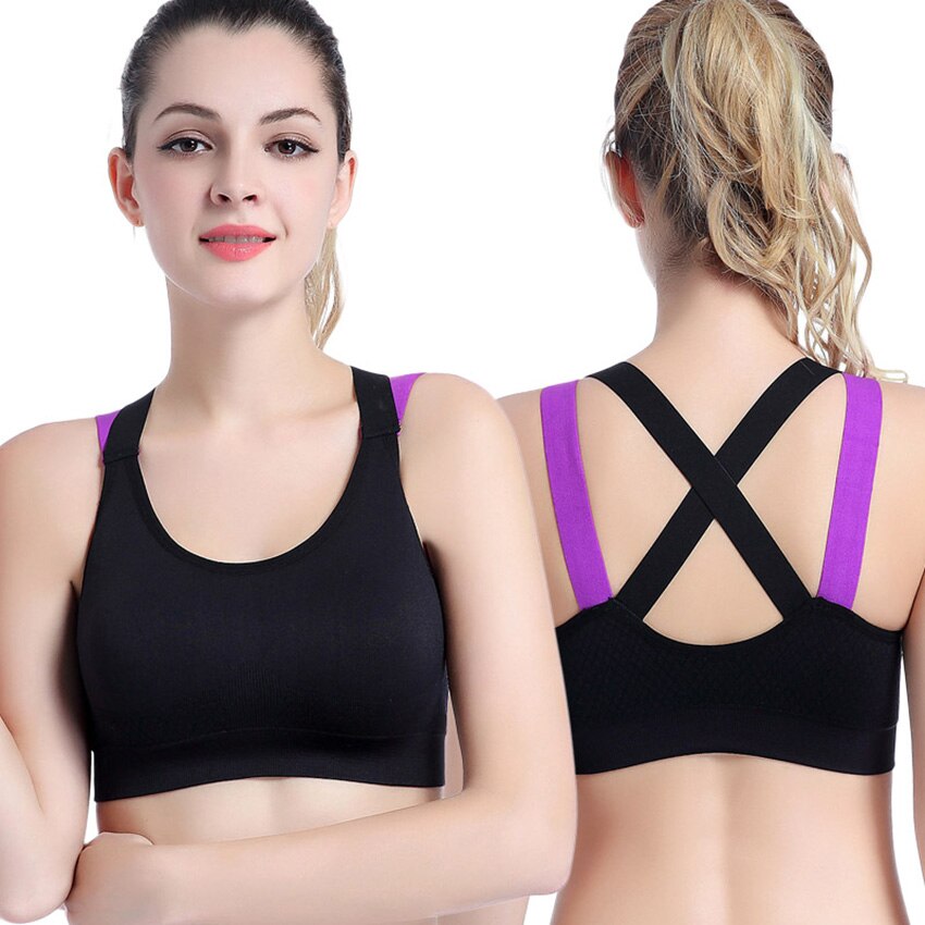 New sports bra cross beautiful back without steel ring shockproof running women's yoga underwear bra